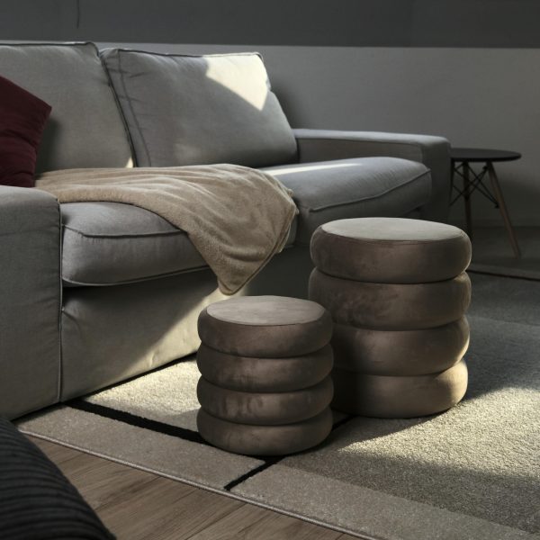 Set di 2 pouf contenitori in velluto <span>Twirly Tortora</span> - immagine 3