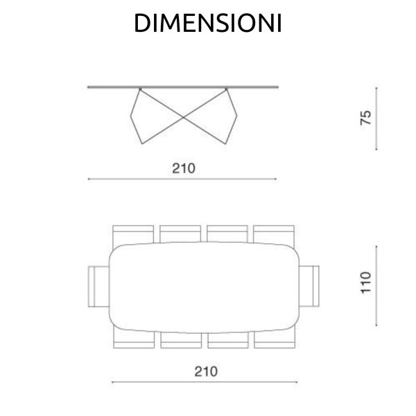 Tavolo fisso 210x110<span>vetro martellato blu DAG</span> - immagine 3