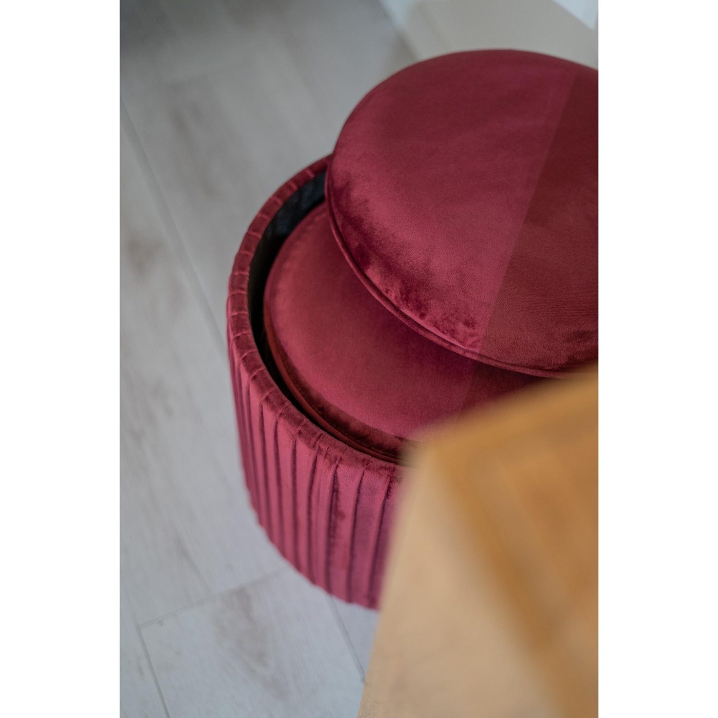 Set 2 pouf poggiapiedi e contenitore Tik-Tak Bordeaux