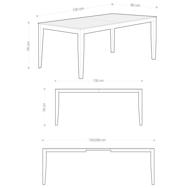 Tavolo Allungabile 130/290x80 <span>Grigio BARD</span> - immagine 6