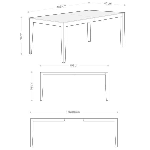 Tavolo Allungabile 156/316x90 <span>Tortora BARD</span> - immagine 5