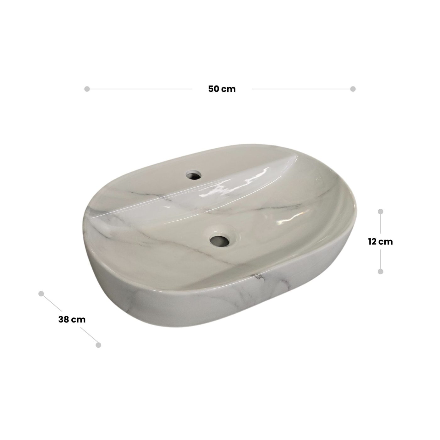 Lavabo da appoggio Moderno Marmo bianco BUDDY 50x38 cm - immagine 5