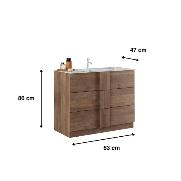 Bagno a terra 3 cassetti 63x86x47 BLOOM-NOR-LC-209063-13