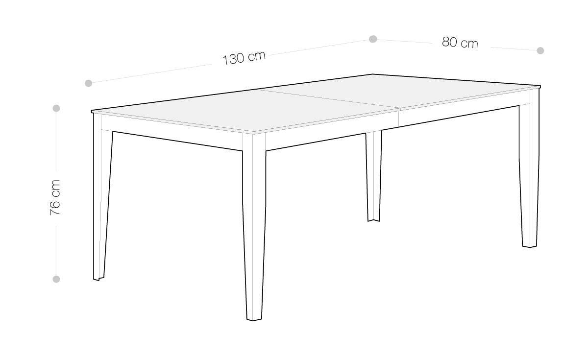 Disegno tecnico TAVOLO BARD misure - Norbe