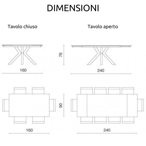 Tavolo allungabile 160/240x90 <span>grès porcellanato nero NILS</span> - immagine 4