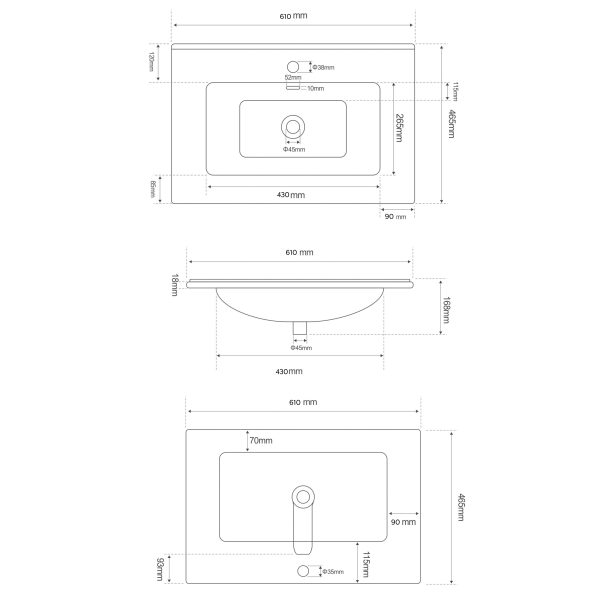 <span>Lavabo da incasso Moderno</span> vasca tonda 60x46,5 cm - immagine 6