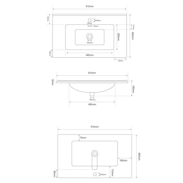 Lavabo da Appoggio Moderno- LAV-001-80