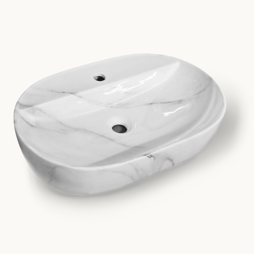 Lavabo da appoggio MARMO BIANCO 50/60×41 cm - BUDDY