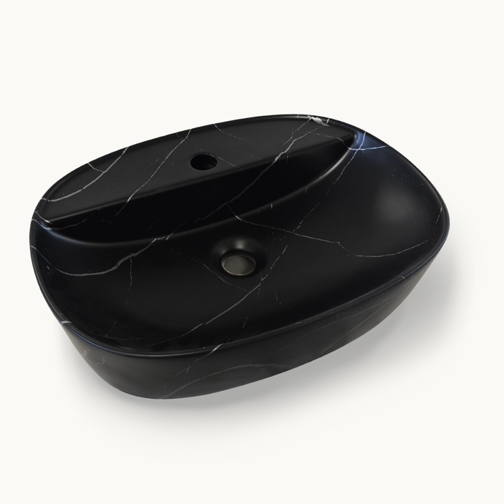 Lavabo da appoggio BUDDY MARMO NERO 50/60×41 cm