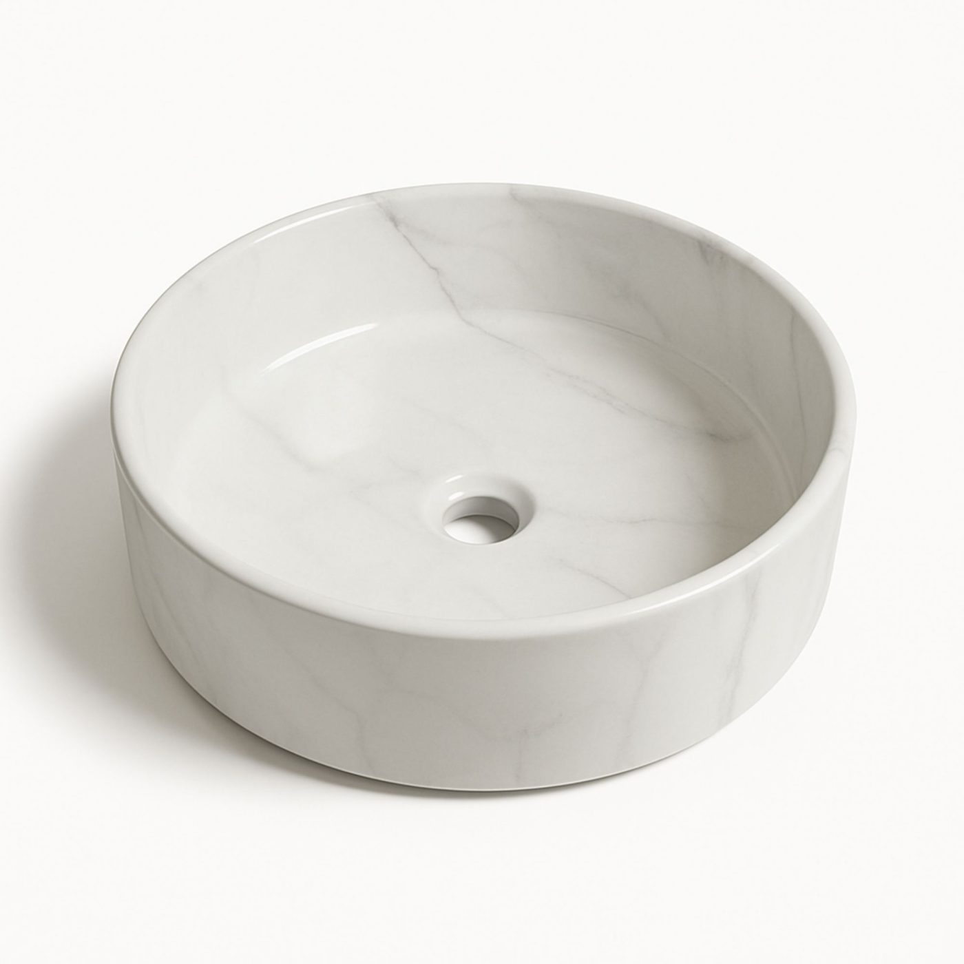 Lavabo tondo da appoggio ceramica effetto marmo Teide 40x12 cm - immagine 4