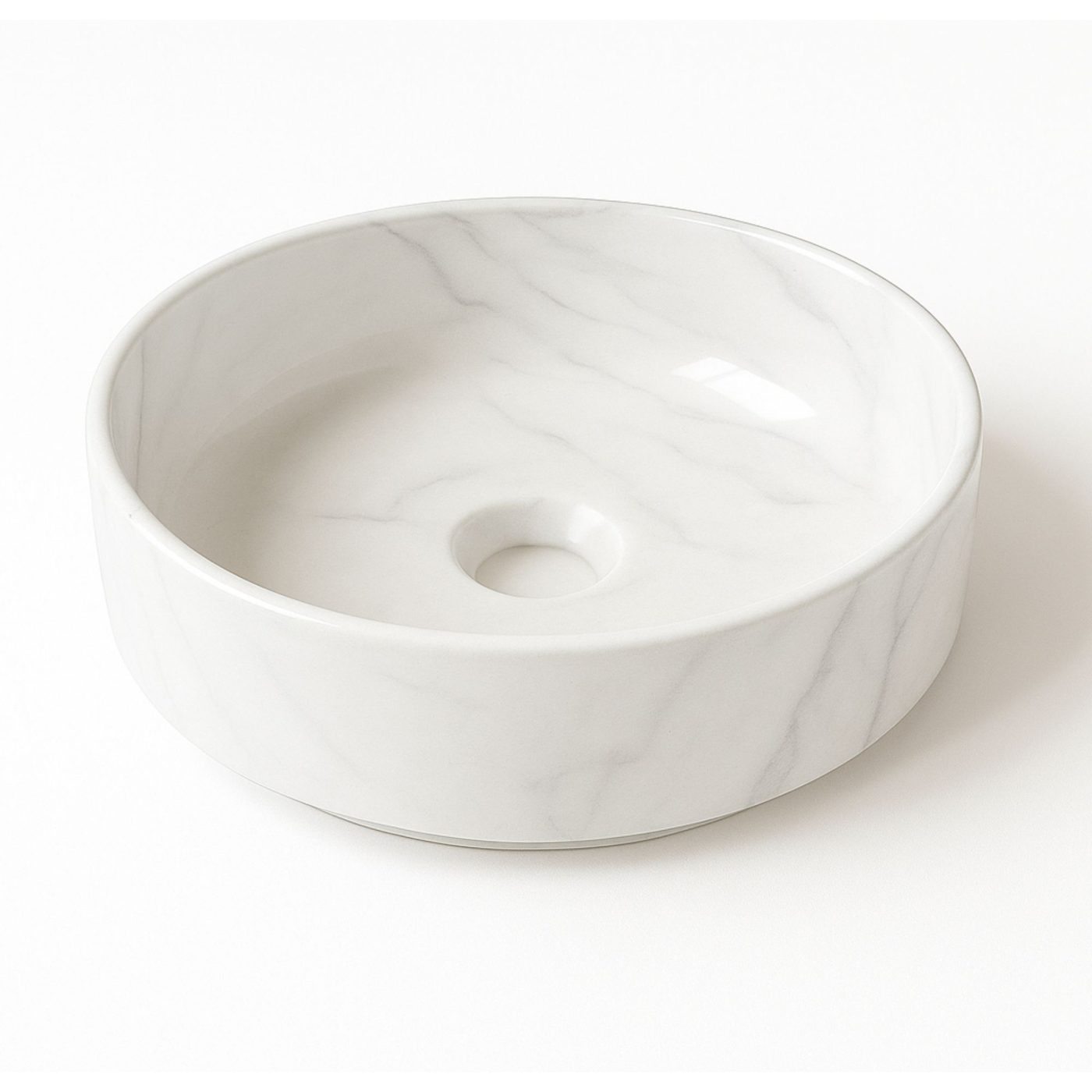 Lavabo tondo da appoggio ceramica effetto marmo Teide 40x12 cm - immagine 3