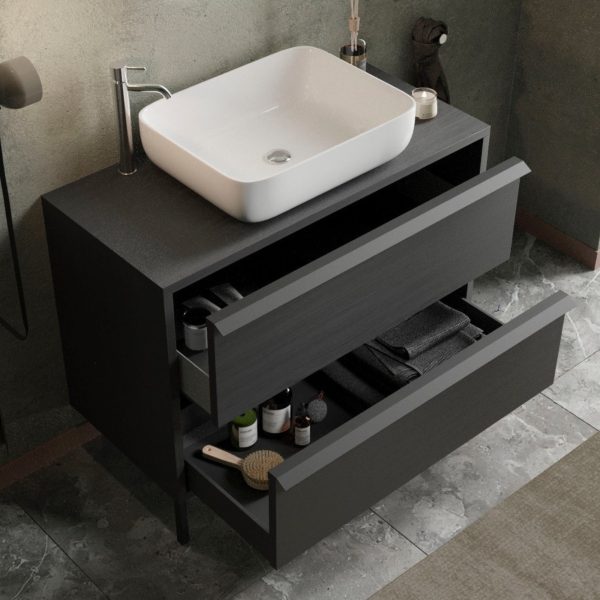 Mobile bagno a terra 2 cassetti 79x78x43 <span>EBONY</span> - immagine 2