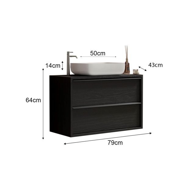 Mobile bagno sospeso 2 cassetti 79x64x43 <span>EBONY</span> - immagine 6