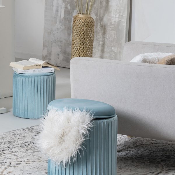 Set di 2 pouf Contenitori velluto <span>Tik Tak Azzurro</span> - immagine 2