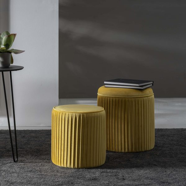 POUF CONTENITORE IN VELLUTO GIALLO-POU-002-GI