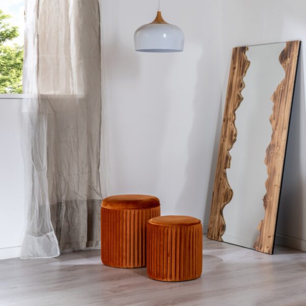 Pouf Contenitore velluto - 2 Pz Tik-Tak Arancione