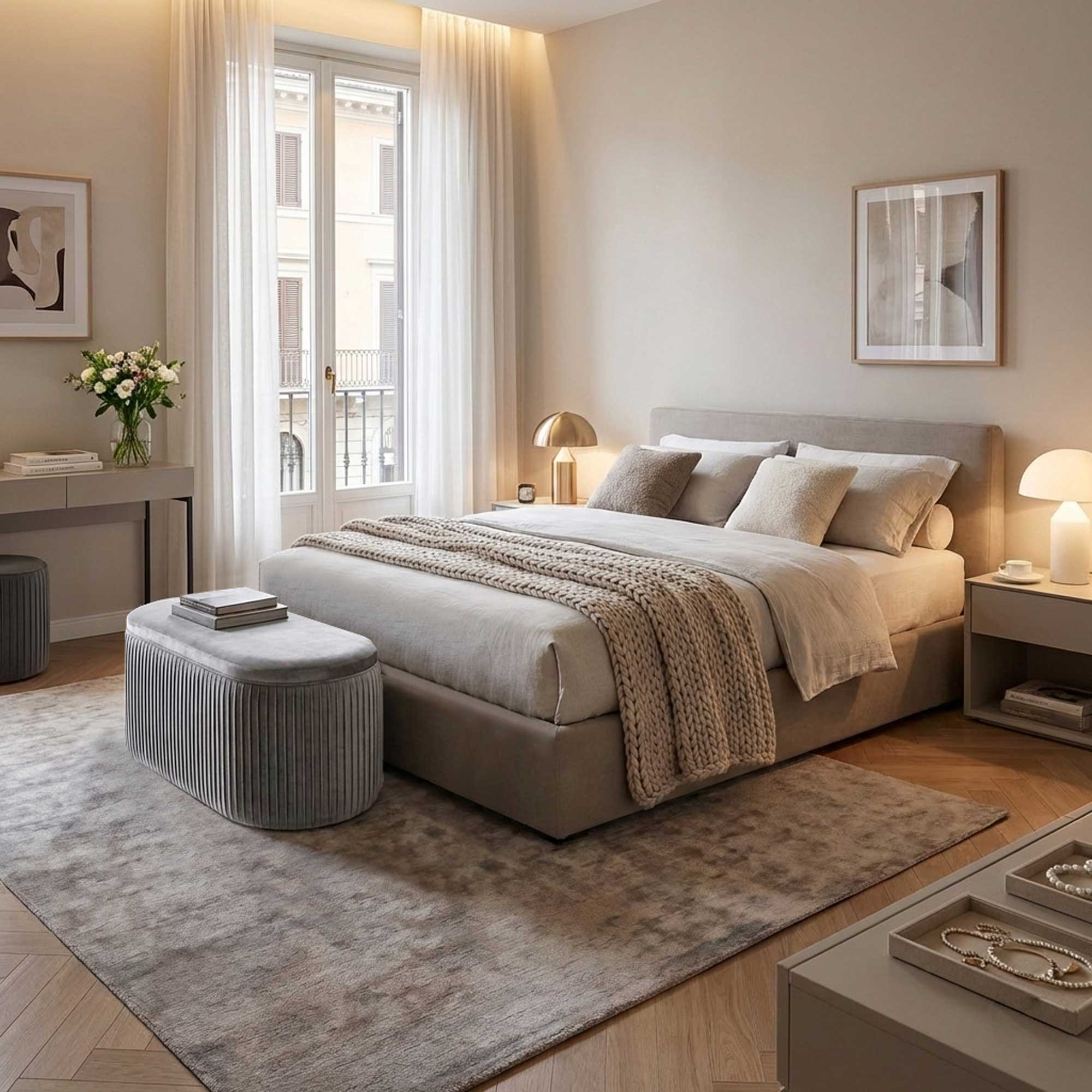 Pouf panca contenitore velluto tortora JANE - Norbe Pouf panca contenitore velluto tortora JANE - immagine 5