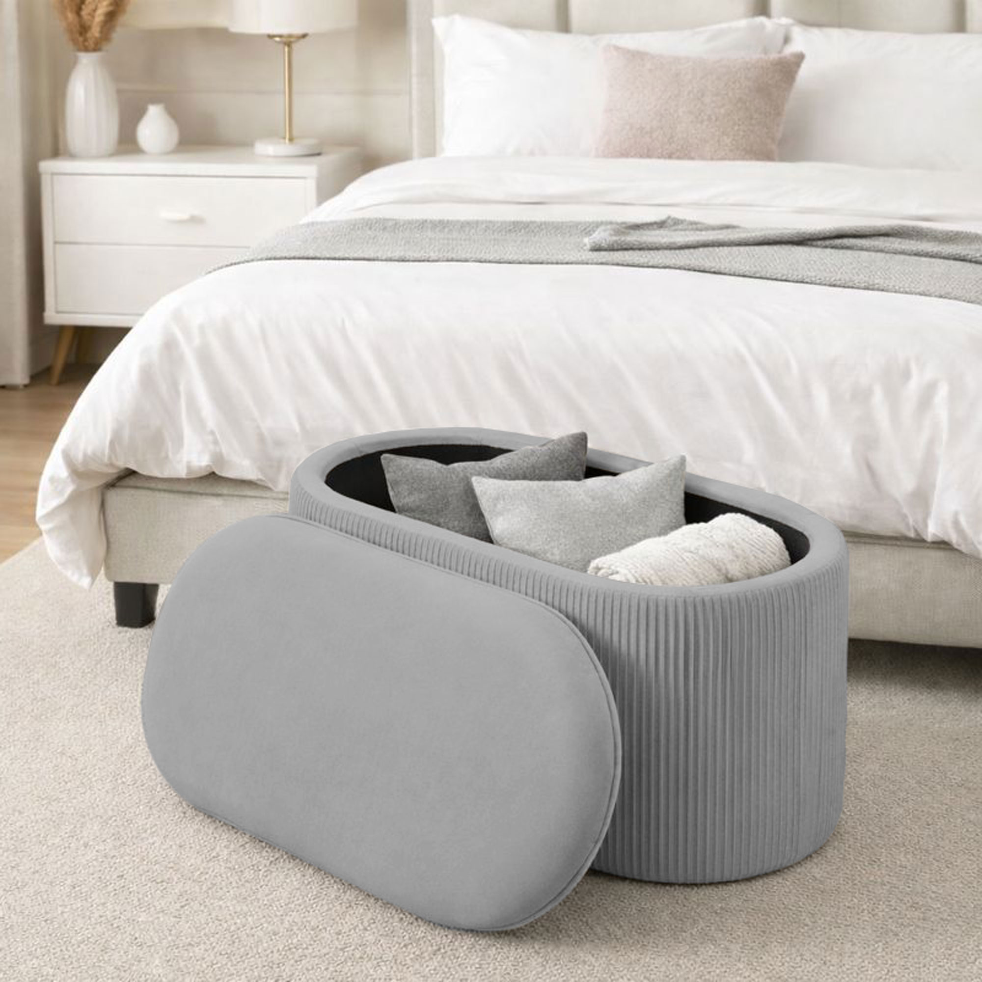 Pouf panca contenitore velluto tortora JANE - Norbe Pouf panca contenitore velluto tortora JANE - immagine 4