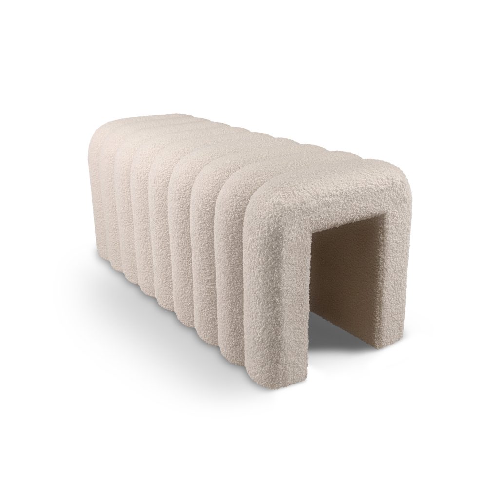 Pouf panca imbottita in tessuto teddy JANE - norbe Pouf Panca Teddy Bianco TIMIDY POU 016 TB 00 - norbe