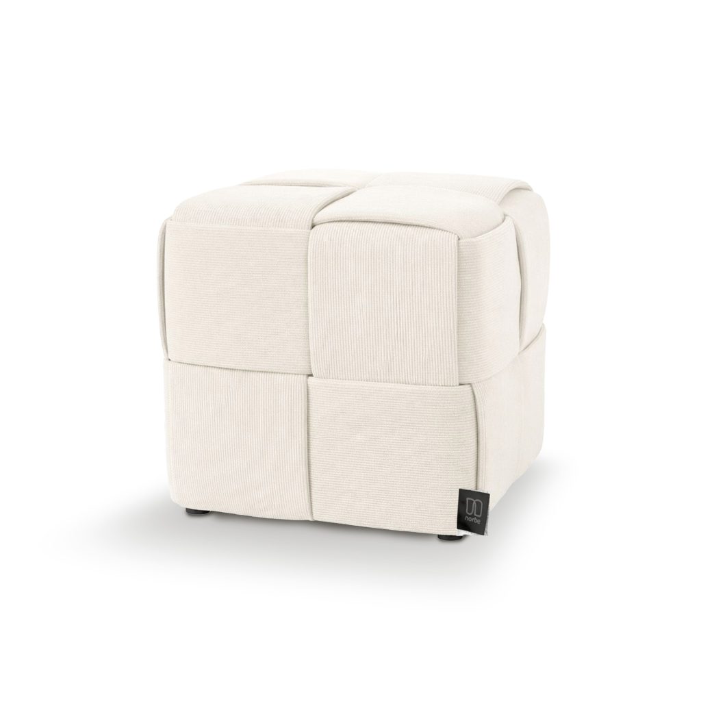 Pouf poggiapiedi in tessuto corduroy bianco crema KUBY - norbe Pouf poggiapiedi in tessuto corduroy bianco crema KUBY