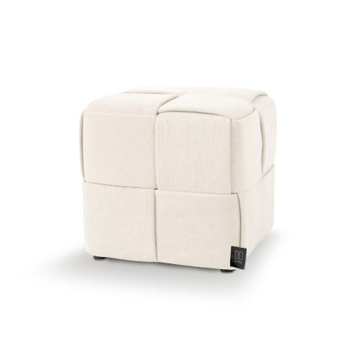 Pouf poggiapiedi in tessuto corduroy bianco crema KUBY