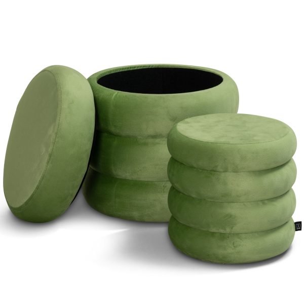 Set di 2 pouf contenitori in velluto <span>Twirly Verde</span>