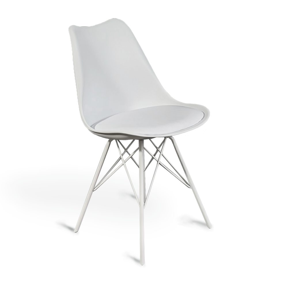 Sedia con cuscino e gambe in metallo Bianco MAYA