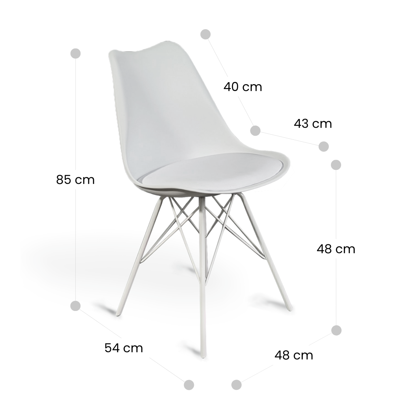 Sedia con cuscino e gambe in metallo Bianco MAYA - immagine 5