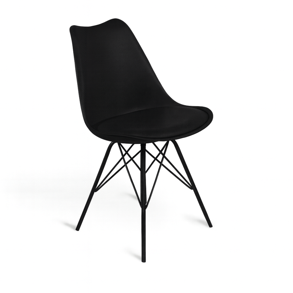 Sedia con cuscino e gambe in metallo Nero MAYA