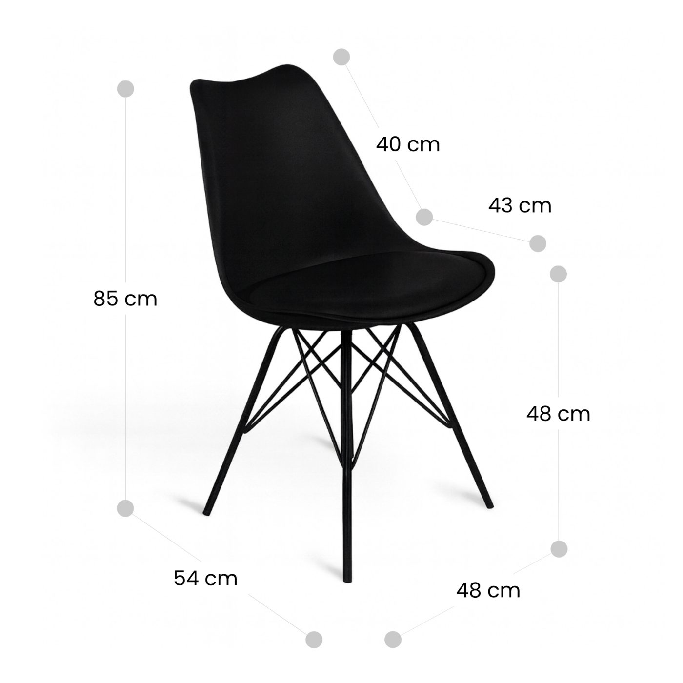 Sedia con cuscino e gambe in metallo Nero MAYA - immagine 6