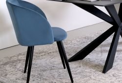 Sedia imbottita velluto Verde Gamba nera Sophia