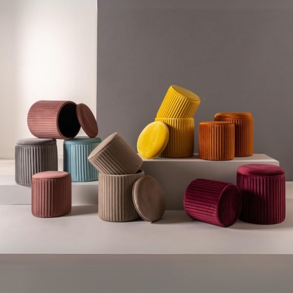 Set di 2 pouf Contenitori velluto <span>Tik Tak Azzurro</span> - immagine 3