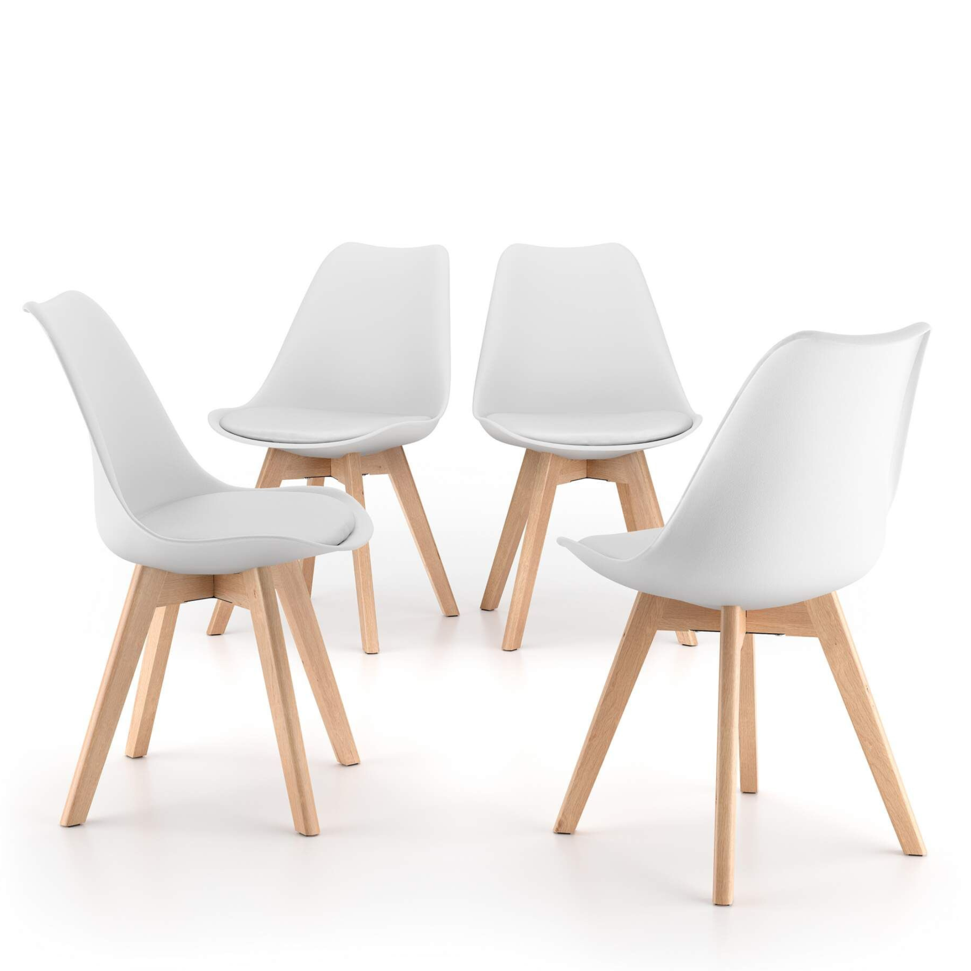 Set 4 sedie con cuscino Bianco - DENERIS - Norbe Set 4 sedie con cuscino Bianco - DENERIS