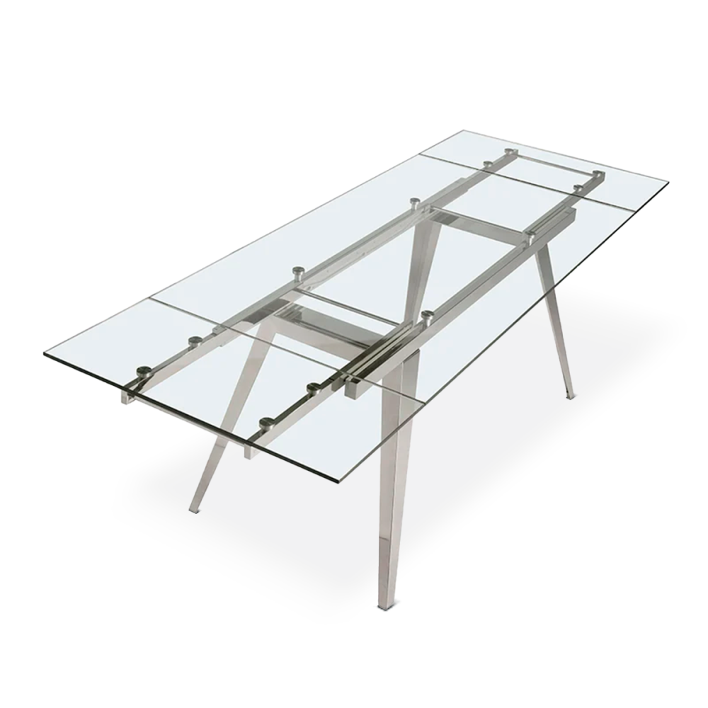 Tavolo allungabile 160/200x90 vetro e base in metallo cromato