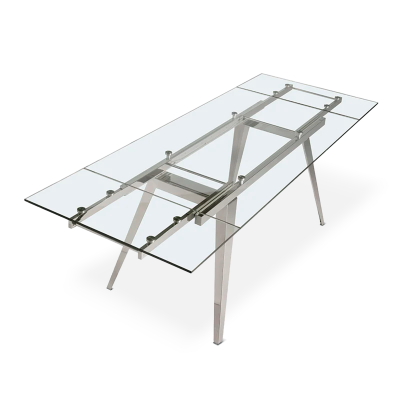 Tavolo allungabile 160/200x90 vetro e base in metallo cromato