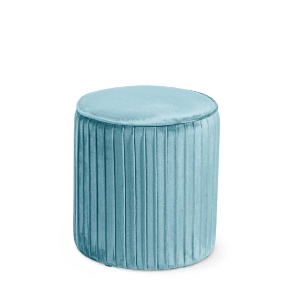 Pouf poggiapiedi in velluto TAK - Azzurro